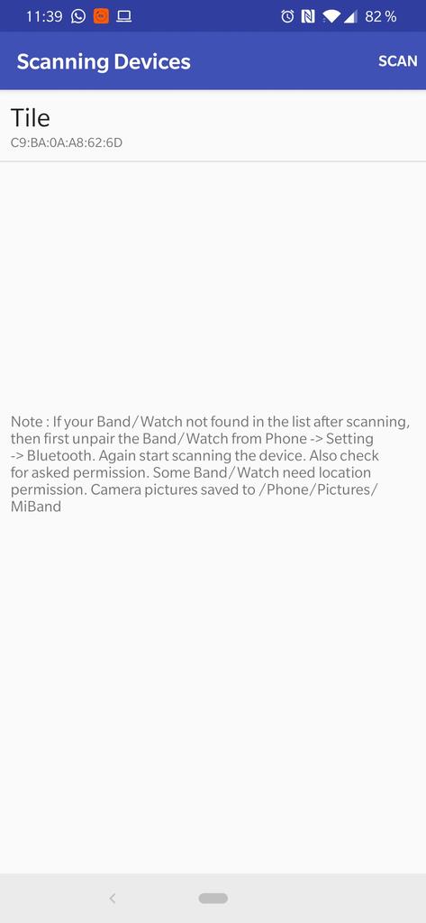 Detección Xiaomi Mi Band 3 en aplicación
