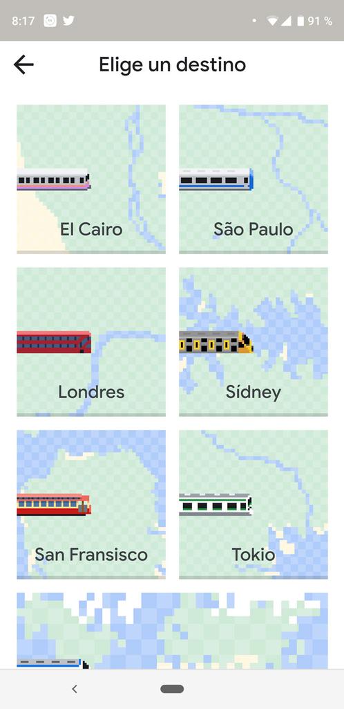 Ciudades incluidas en Snake en Google Maps