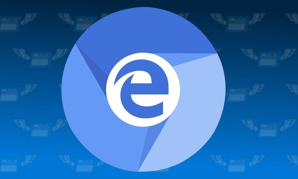 Logotipo de Microsoft Chromium Edge con fondo azul
