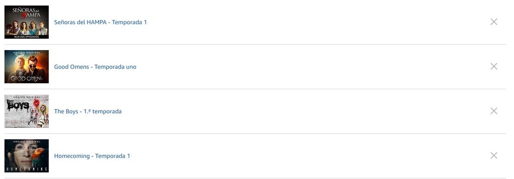 Historial de reproducciones en Amazon Prime Video