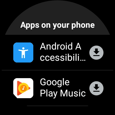 Opciones de descarga en Play Store para Wear OS