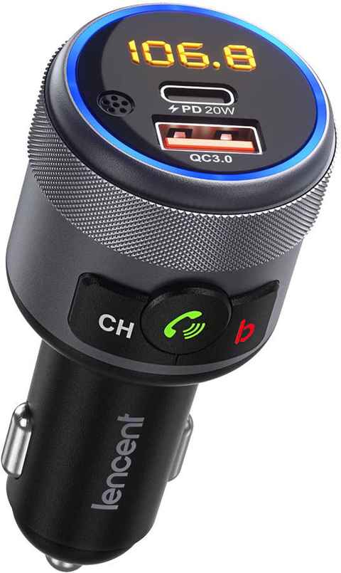 Comprar Transmisor FM Bluetooth 5,0 para coche, PD 20W + QC 3,0 micrófono  más fuerte sonido de graves HiFi manos libres USB Radio cargador adaptador  de música