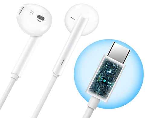 Auriculares USB tipo C Smartphone/Tablet Micrófono y Botones, Blancos -  Auriculares para móvil - Los mejores precios