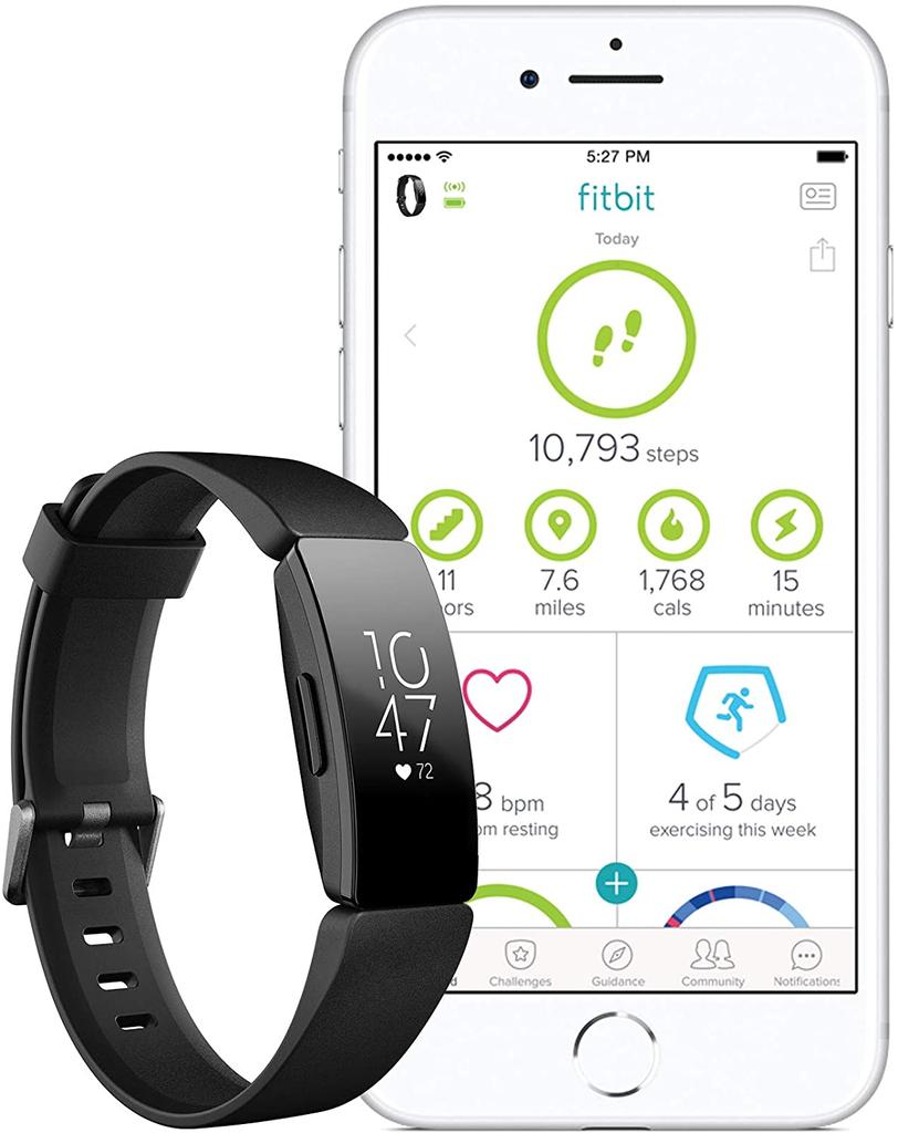 Smartband Fitbit Inspire HR con teléfono móvil