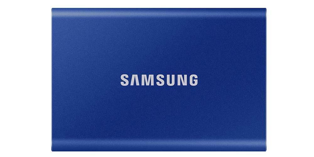 Disco externo Samsung T7 SSD de color azul