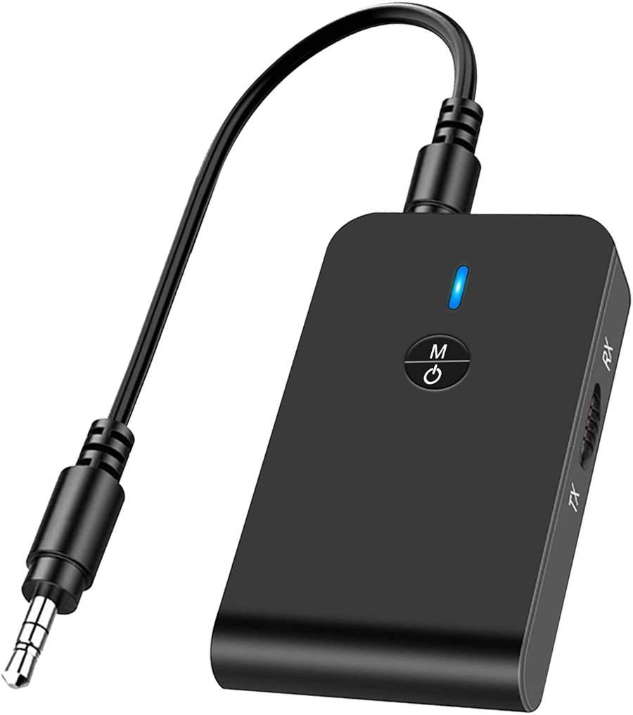 Receptor Transmisor Bluetooth 5.0,Receptor Inalámbrico 2 en 1 Audio HD de Baja Latencia con Salida Audio 3,5 mm RCA Audio para TV Altavoz Estéreo Portátil Auriculares Cascos 