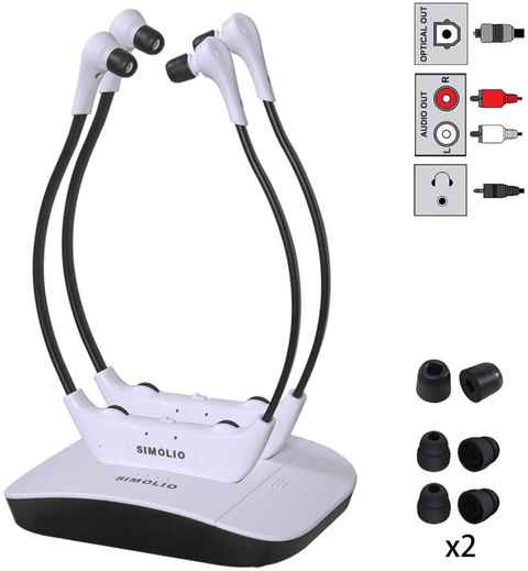 SIMOLIO Auriculares inalámbricos infrarrojos para TV, dispositivo auditivo  de TV para televisores digitales y analógicos, auriculares para escuchar TV