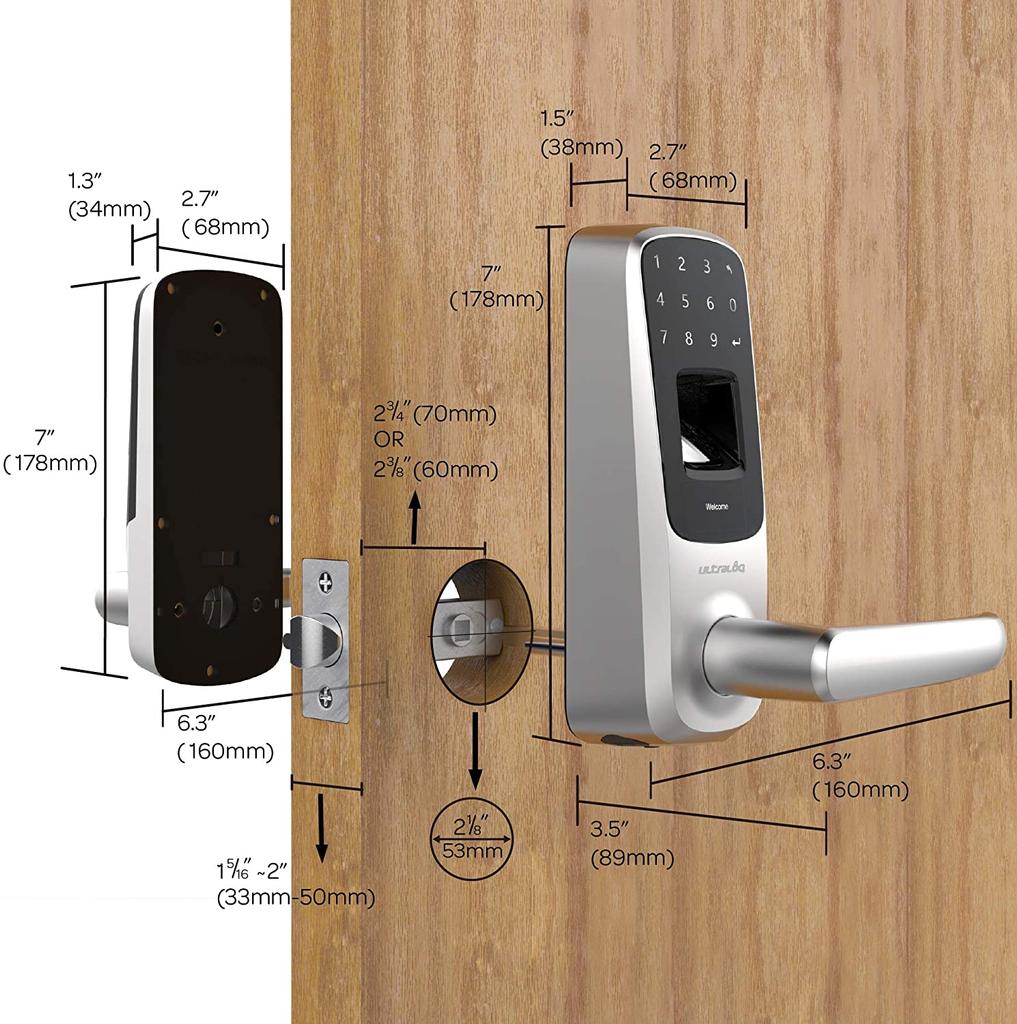 cerradura de manija con contraseña segura Cerradura de puerta inteligente Cerradura de puerta biométrica segura con puerto USB OurLeeme Cerradura Inteligente 