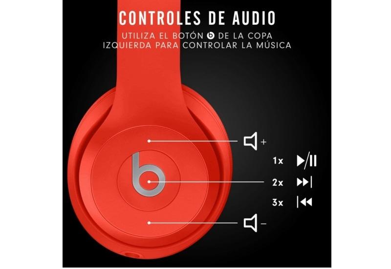Beats Solo3 Wireless rojos controles de audio