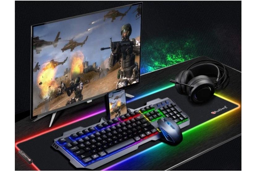 schwarz XXL RGB Gaming Mauspad 7 LED Farben Plus 4 Effektmodi LED Multi Color CSL abwaschbar XXL Mousepad 900x400 mm Übergröße LED Schreibtischunterlage 11 Beleuchtungs-Modi
