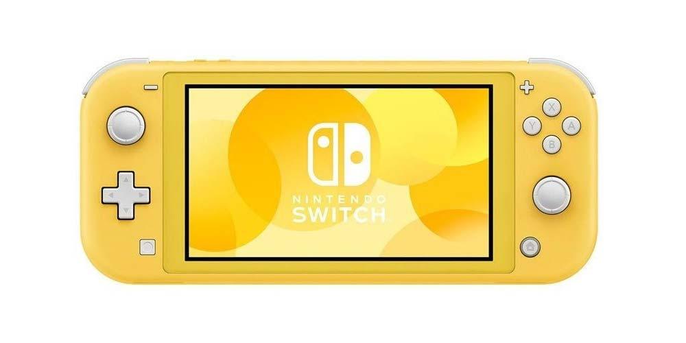 Frontal de la consola Nintendo Swtich Lite de color amarillo