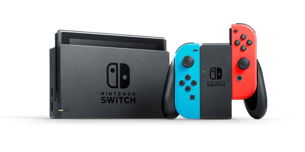Consola Nintendo Switch de color rojo y azul