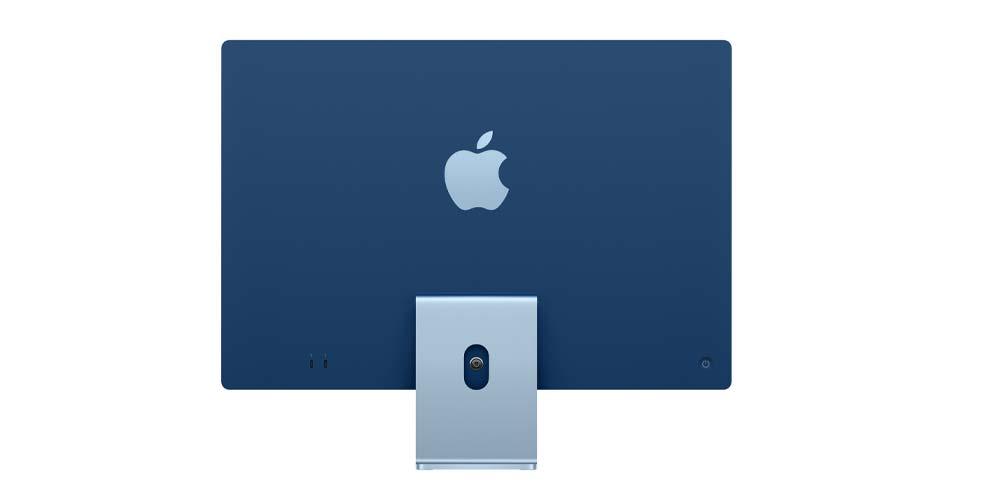 Trasera del Apple iMac de color azul