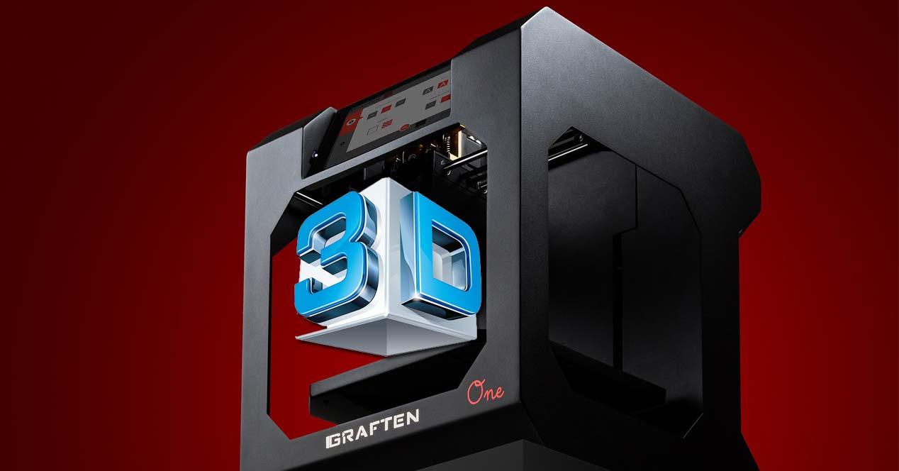 Impresora 3D con fondo rojo