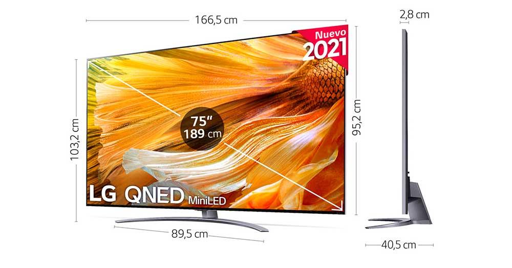 LG 65QNED916PA dimensiones