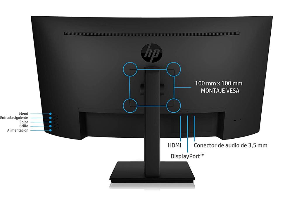 Monitor gaming HP X32c trasera