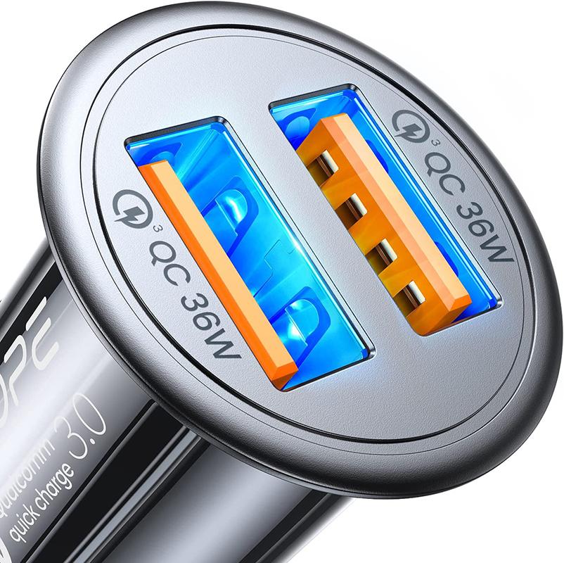 Cargador rápido USB para coche con QuickCharge 3.0 de 36W