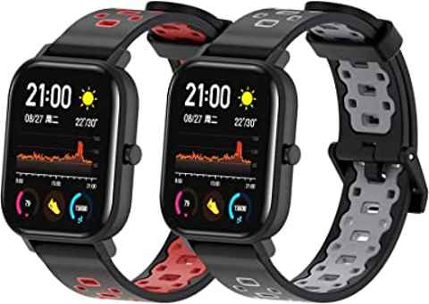 E ECSEM Correas compatibles con Amazfit Bip Smart Watch A1608, 0.78  pulgadas de repuesto de silicona suave de liberación rápida, pulseras de  brazo