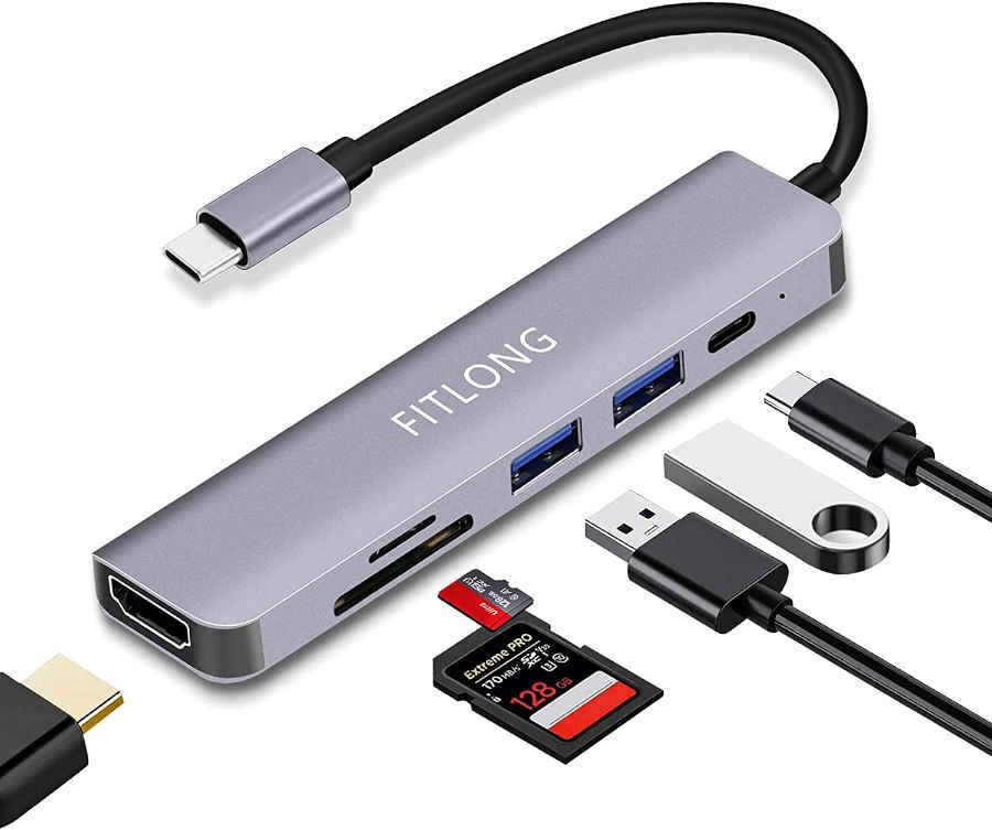 FITLONG Hub USB C 6 en 1 accesorios universidad