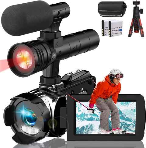  Videocámara de cámara de video 4K Ultra HD, zoom digital de  18X, rotación de 270°, pantalla IPS de 3 pulgadas, cámara digital portátil  DV, compatible con WiFi, control de aplicación : Electrónica