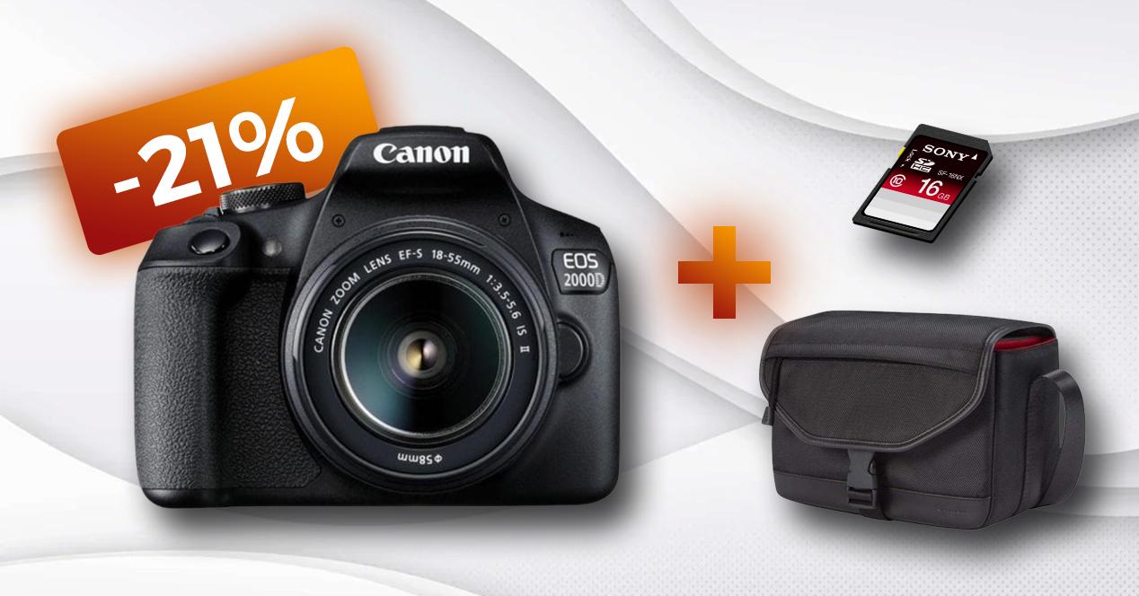 Canon 2000D + SD 16GB + Bolsa
