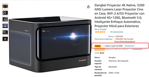 Este proyector 4K con 400 € de descuento hará que olvides tu TV