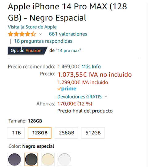 Apple iPhone 14 128 GB negro desde 635,51 €, Febrero 2024