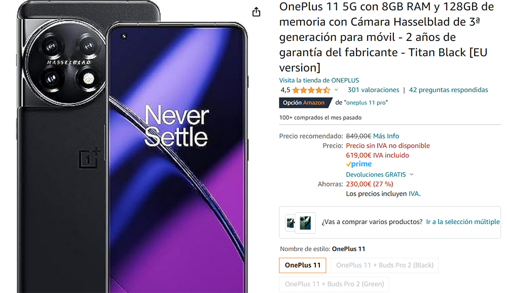 OnePlus 11 5G móvil en oferta