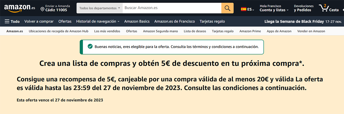 Amazon pulsar promoción