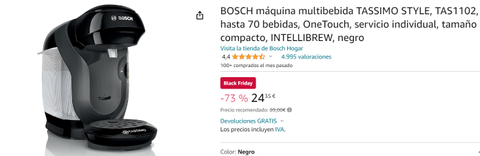 Pásate a las cápsulas con esta cafetera low cost de Bosch: cuesta 25 euros  en el  Prime Day