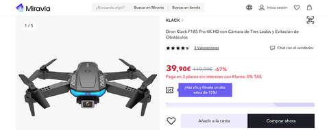 Mini Dron 3 Camaras 4k Evitacion Obstaculos con Ofertas en Carrefour