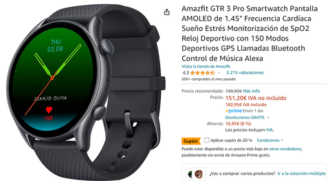 El reloj deportivo básico de Amazfit cuesta 47€ en Prime Day