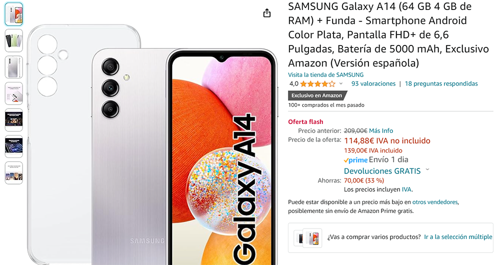 Oferta móvil Samsung Amazon