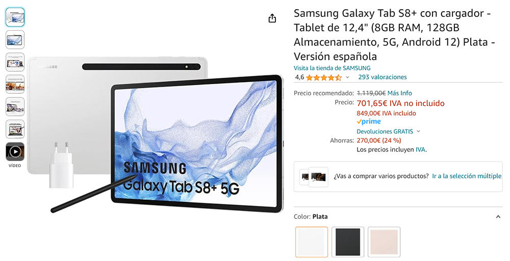 oferta Samsung Galaxy Tab S8+