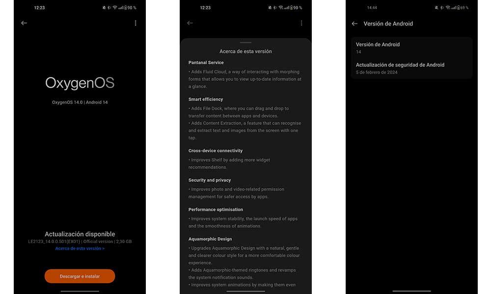 Actualización móvil OnePlus Android 14