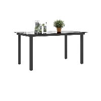 Mesa de jardín de aluminio y vidrio negra