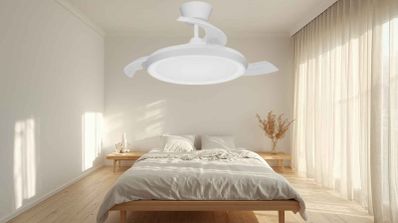 Ventilador de techo con luz silencioso DC 22W con mando ø89 cm Kira SULION diseño con fondo