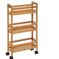 Carrito Auxiliar de Bambú con Ruedas 