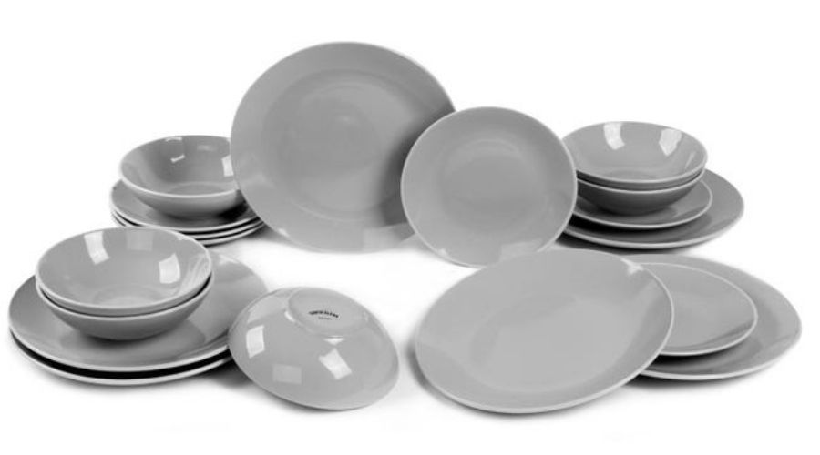 Vajilla 18 piezas de Ceramica Santa Elena modelo Luna color Gris. Servicio para 6 personas diseño
