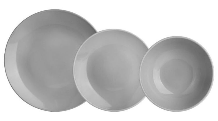Vajilla 18 piezas de Ceramica Santa Elena modelo Luna color Gris. Servicio para 6 personas foto