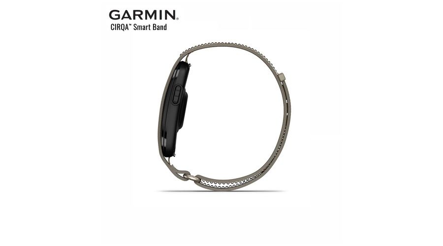 Garmin CIRQA Smart Band vista de perfil con su módulo de seguimiento y correa textil
