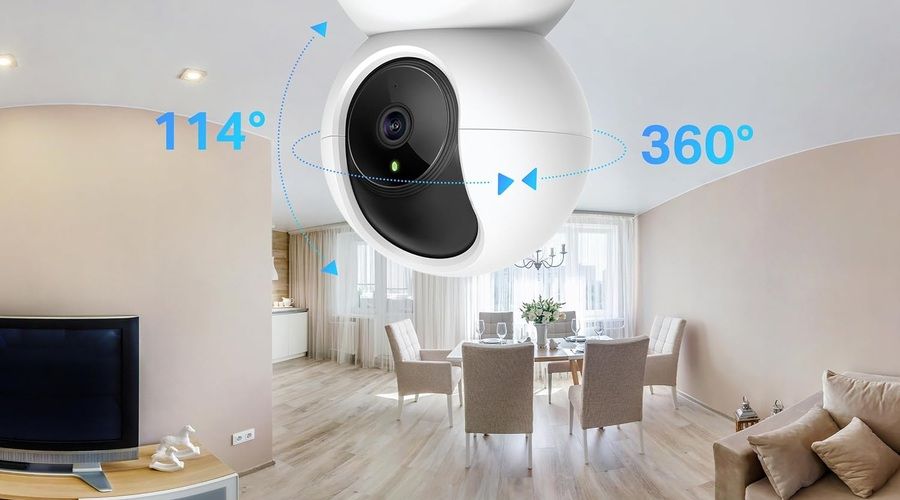 Cámara de seguridad Tapo C210 con movimiento horizontal de 360 grados y vertical de 114 grados para vigilar toda una habitación