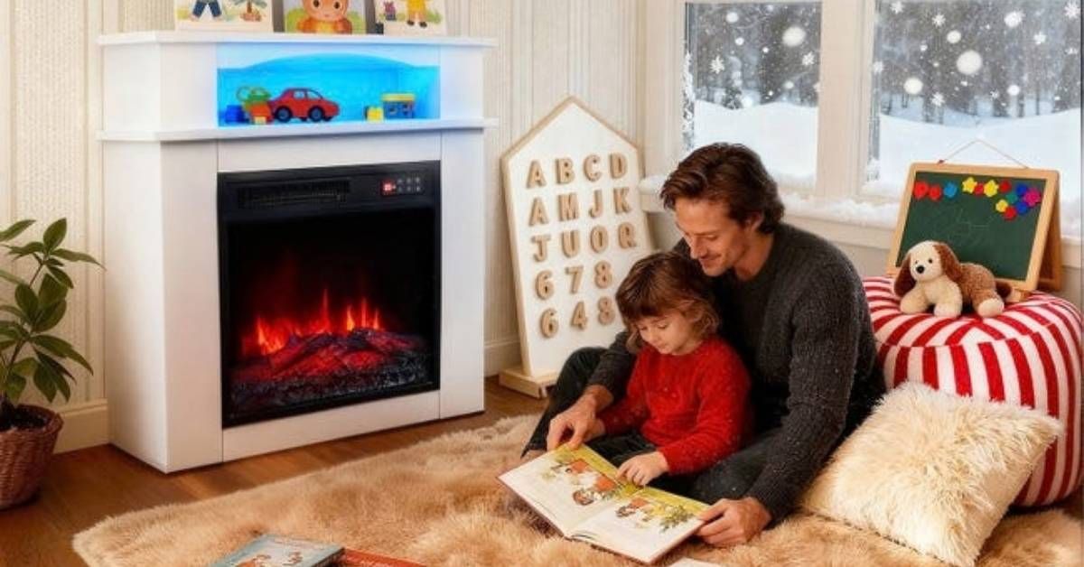 Электрический камин HOMAVO 18 с тумбой и функцией родительского контроля.