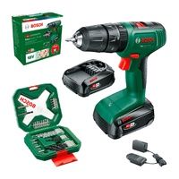 Taladro Percutor a Batería 18V Power for All + 2 Baterías + Cargador + Set X-Line 34 accesorios