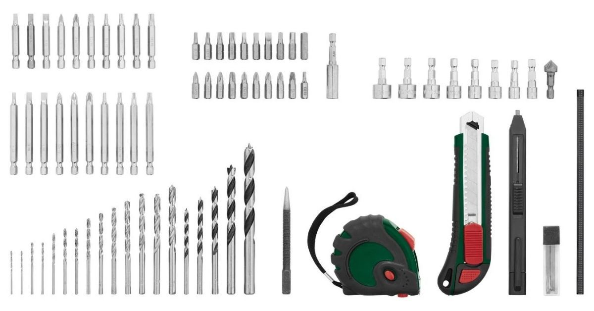 taladro de impacto parkside set completo accesorios