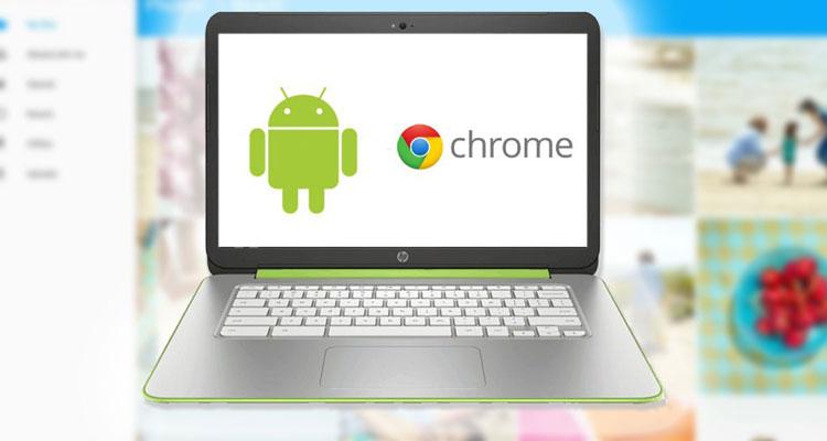 Chromebook con Android en pantalla