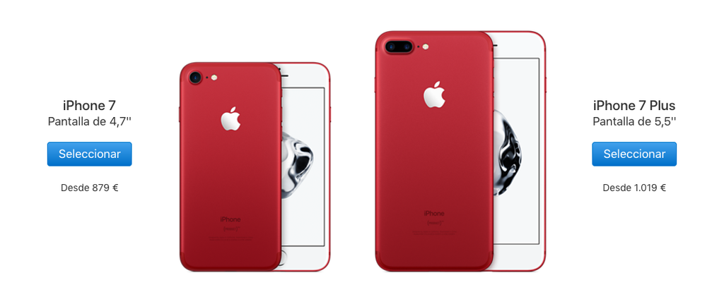 Dimeisones de los iPhone 7 (PRODUCT)RED Special Edition
