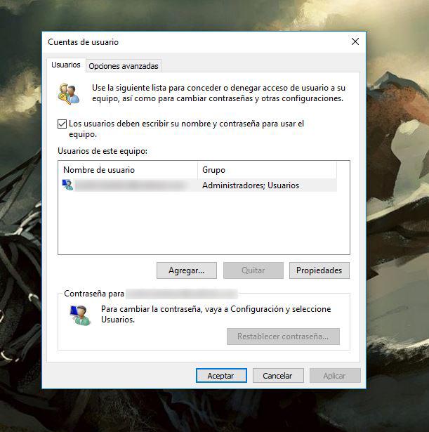 Cambio de contrasea de Windows 10