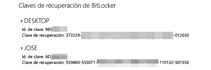 Claves Bitlocker Windows 10