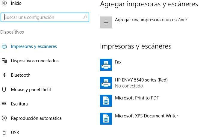 Acceso a dispositivos para eliminar la impresión de un documento en Windows 10